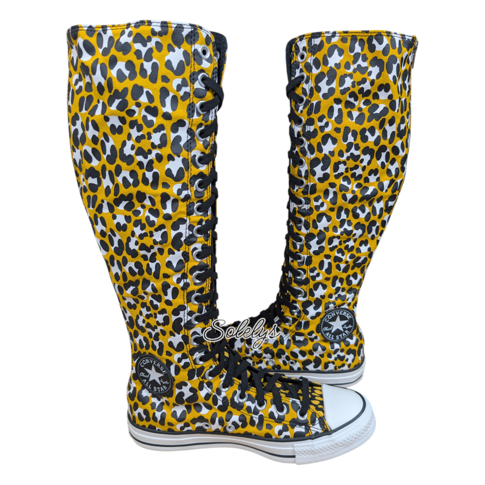 Converse 2013 XXHI Leopard Animal Print Knee High Elastic Laced Sneaker Boot 8